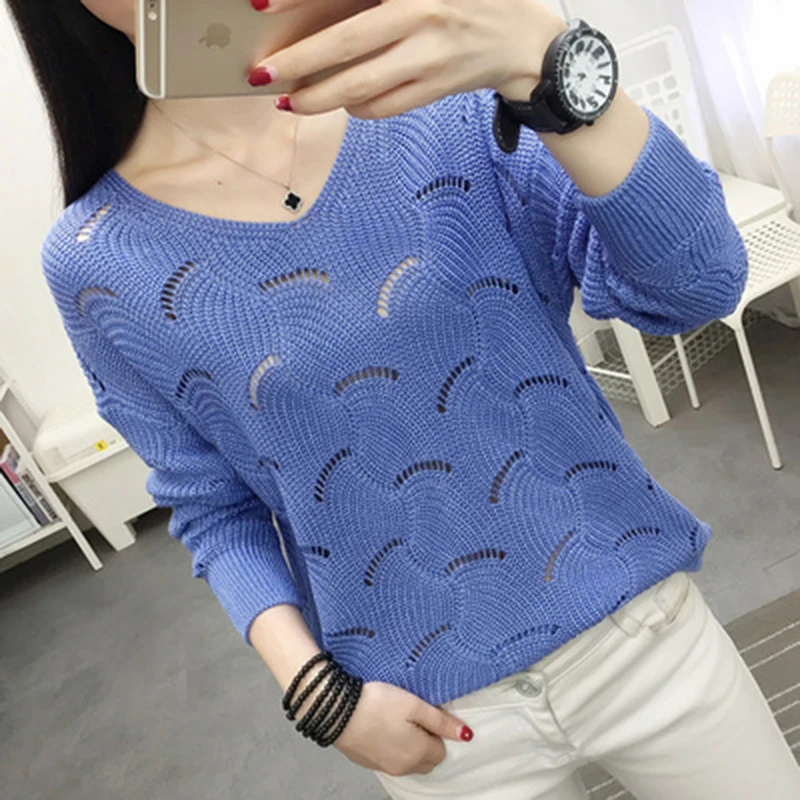 Hollow Sweater Female Pullover Sweater Bottoming Sweater V-neck Loose Long Sleeve Thin Section Outer Wear Spring Autumn L97
Hollow Sweater Female Pullover Sweater Bottoming Sweater V-neck Loose Long Sleeve Thin Section Outer Wear Spring Autumn L97