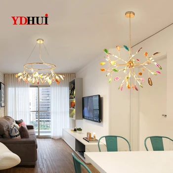 Scandinavian Living Room Chandelier Creative Bedroom Firefly Colored Agate Lamp Designer Style Postmodern Lamps
Scandinavian Living Room Chandelier Creative Bedroom Firefly Colored Agate Lamp Designer Style Postmodern Lamps