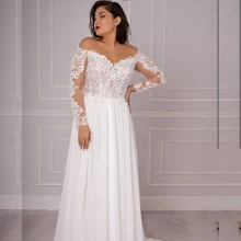 Wedding Dress A-Line Long Sleeve Chiffon Bohemian Bridal Gowns Off Shoulder Court Train Robe De Mariee Beach Simple For Women
Wedding Dress A-Line Long Sleeve Chiffon Bohemian Bridal Gowns Off Shoulder Court Train Robe De Mariee Beach Simple For Women