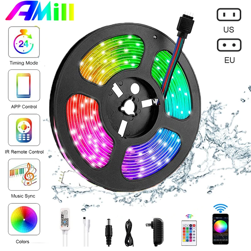 10M 5050 RGB LED Strip Light Waterproof WiFi Flexible Ribbon LED Light Strip DC12V Remote For Living Room / Bed Room / Kitchen
10M 5050 RGB LED Strip Light Waterproof WiFi Flexible Ribbon LED Light Strip DC12V Remote For Living Room / Bed Room / Kitchen