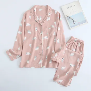 New Men and Women 100% Cotton Double Gauze Pajamas Sets Casual Lapel Button Long Sleeve Trousers Women's Suits Spring and Summer
New Men and Women 100% Cotton Double Gauze Pajamas Sets Casual Lapel Button Long Sleeve Trousers Women's Suits Spring and Summer