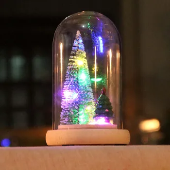 Wooden Glass Cover Christmas Tree Ornaments Glowing Mini Christmas Tree Christmas Ornaments Christmas Home Paty Decoration 2021 
Wooden Glass Cover Christmas Tree Ornaments Glowing Mini Christmas Tree Christmas Ornaments Christmas Home Paty Decoration 2021
