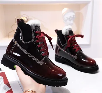 Genuine Leahter Female martin boot Fashion Women Ankle Boots 2019 Winter Plush Warm Woman Shoes Lady flat Luxury Velvet Boots 
Genuine Leahter Female martin boot Fashion Women Ankle Boots 2019 Winter Plush Warm Woman Shoes Lady flat Luxury Velvet Boots