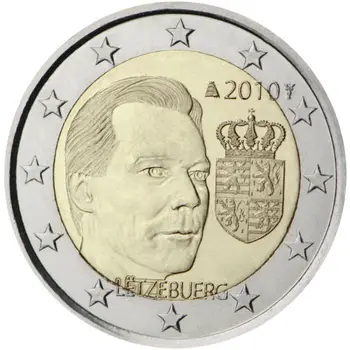 

Luxembourg 2010 The Coat of Arms of Grand Duke Henry 2 Euro Real Original Coins True Euro Collection Commemorative Coin Unc
