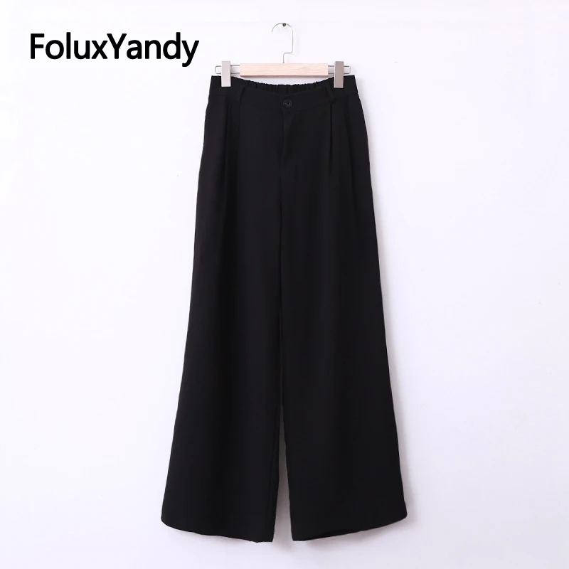 Loose High Waist Pants Women Black Trousers Plus Size Casual Wide Leg Pants KKFY4561 
Loose High Waist Pants Women Black Trousers Plus Size Casual Wide Leg Pants KKFY4561