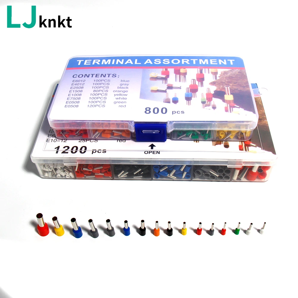 Insulated Ferrules Terminal Block Cord End Wire Connector Crimp cold-pressed tube type 800/1200 Pcs box Line Insert Needle Nose
Insulated Ferrules Terminal Block Cord End Wire Connector Crimp cold-pressed tube type 800/1200 Pcs box Line Insert Needle Nose