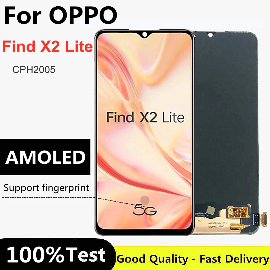 

6.4" AMOLED For Oppo Find X2 Lite LCD Display Touch Screen Digitizer Assembly For OPPO CPH2005 lcd find X2 Lite 5G Global