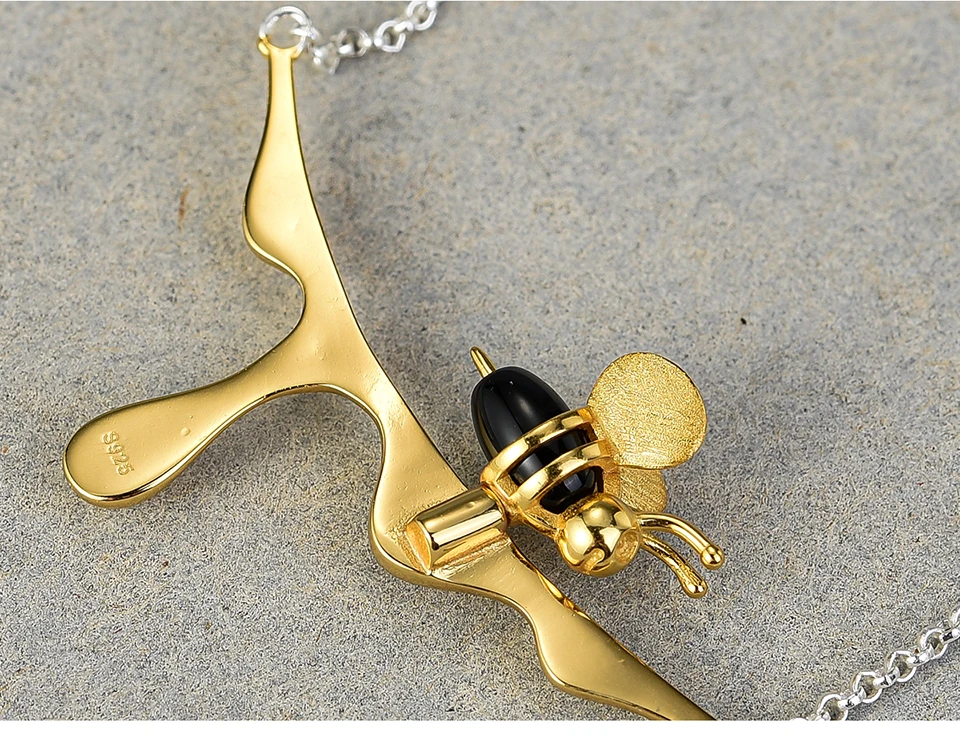 Gold Bee and Dripping Honey Jewelry Set | 925 Sterling Silver