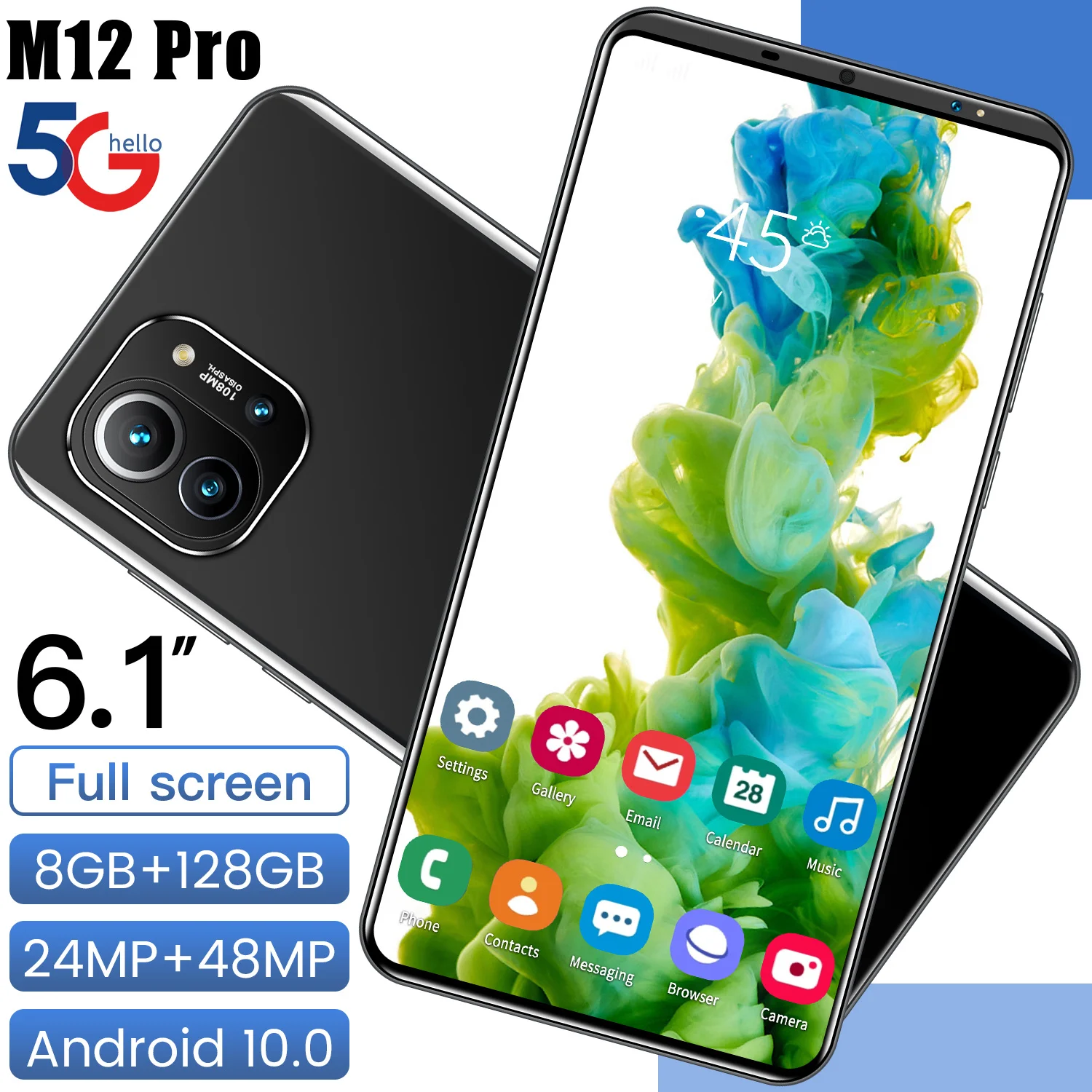 Фото Смартфон Самый дешевый смартфон M12 Pro камера 24 Мп + 48 МП 8 ГБ 128 полный экран 6 1 | Смартфоны (1005002952449964)