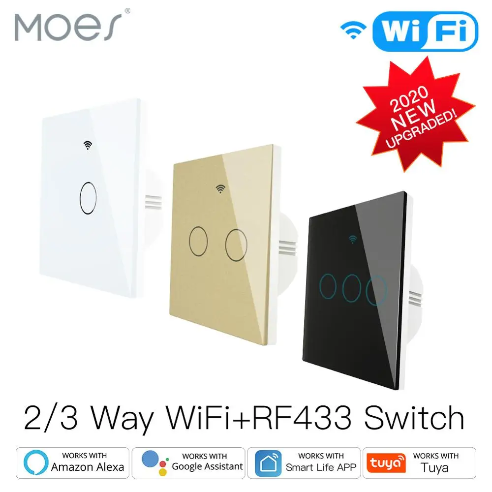 2020 NEW WiFi RF433 Smart Touch Switch 2/3 Way Smart Life/Tuya App Control,Alexa Google Home Voice Control 1/2/3 Gang EU US
2020 NEW WiFi RF433 Smart Touch Switch 2/3 Way Smart Life/Tuya App Control,Alexa Google Home Voice Control 1/2/3 Gang EU US