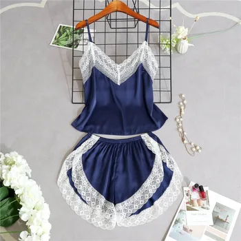 Female Two Piece Set Women Sleepwear Silk Pajamas Sexy Chest Pad Nightwear Women 2018 Summer Lace Homewear Women Lingerie
Female Two Piece Set Women Sleepwear Silk Pajamas Sexy Chest Pad Nightwear Women 2018 Summer Lace Homewear Women Lingerie