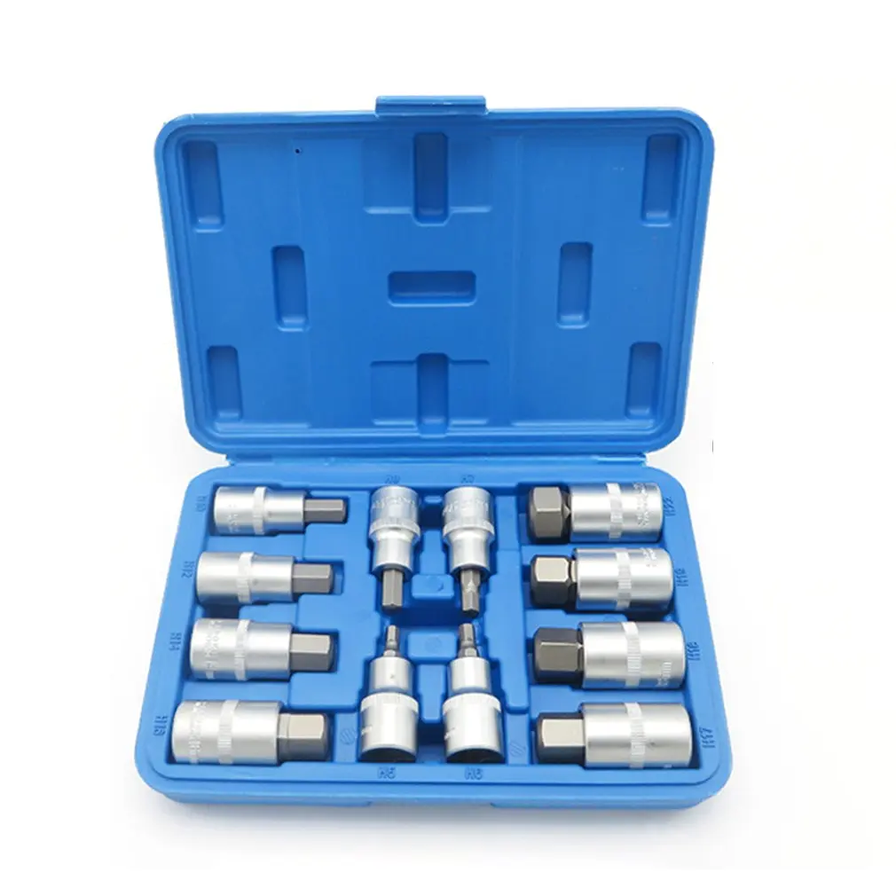 12PCS Metric Hex Bit Socket Set 1/2 Inch Drive Alle Key Chrome Vanadium Steel Screwdriver Bit Sockets Sleeve Wrench
12PCS Metric Hex Bit Socket Set 1/2 Inch Drive Alle Key Chrome Vanadium Steel Screwdriver Bit Sockets Sleeve Wrench