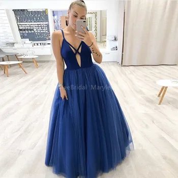 Sexy Deep V-neck Prom Dresses Navy Blue A-line vestidos de fiesta de noche Tulle vestidos de gala Full Length Prom Gowns
Sexy Deep V-neck Prom Dresses Navy Blue A-line vestidos de fiesta de noche Tulle vestidos de gala Full Length Prom Gowns