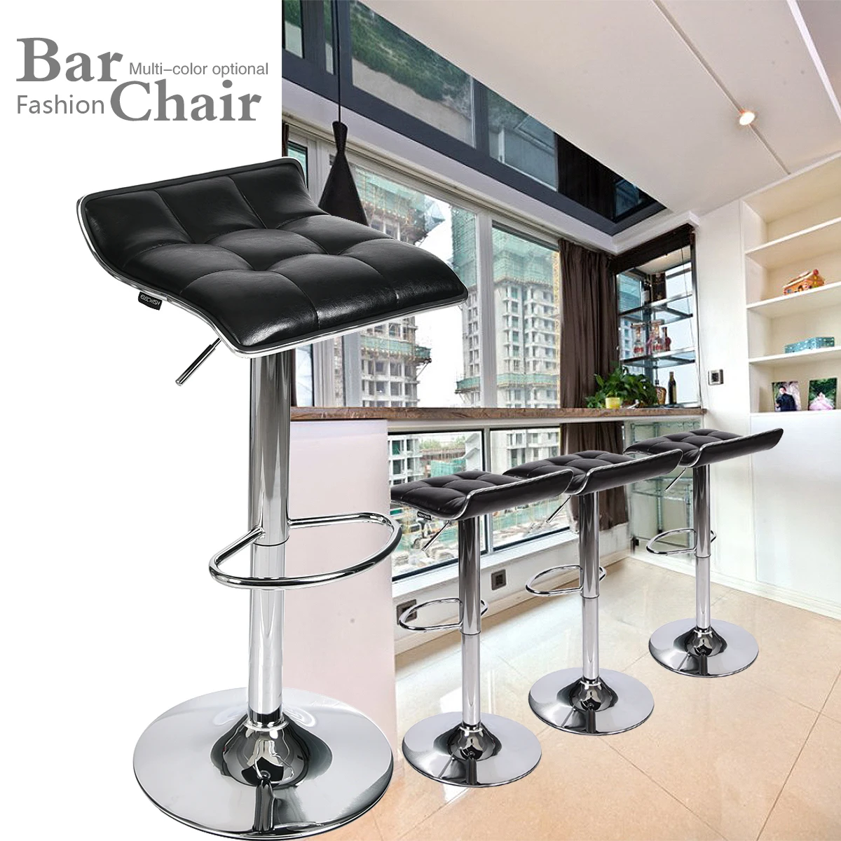 Set of 4 Bar Stools Counter Adjustable Swivel PU Leather Dinning Chair Black US
Set of 4 Bar Stools Counter Adjustable Swivel PU Leather Dinning Chair Black US