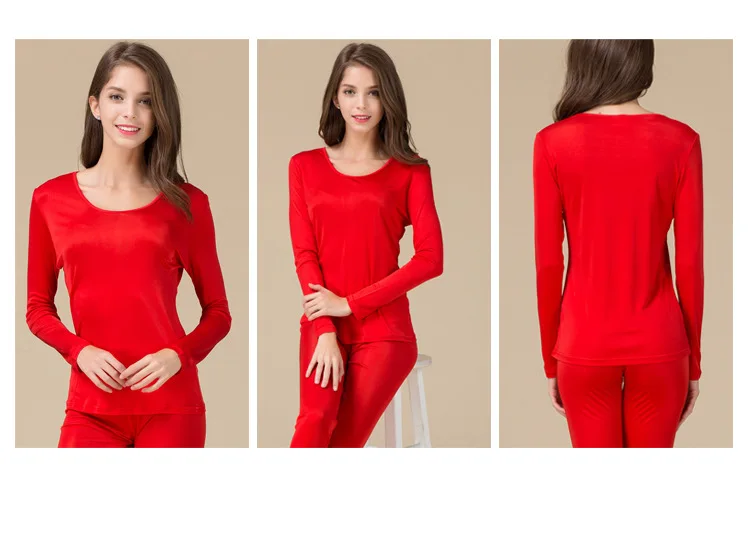 Women Sleepwear, Real Silk Women's Warm Clothing, Thermal Underwear, Female Suits