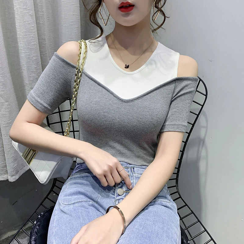 gkfnmt Off Shoulder Patchwork T-shirt 2020 Fashion Short Sleeve O Neck Tops Summer T shirts Women Harajuku Tee Shirt Femme Haut
gkfnmt Off Shoulder Patchwork T-shirt 2020 Fashion Short Sleeve O Neck Tops Summer T shirts Women Harajuku Tee Shirt Femme Haut