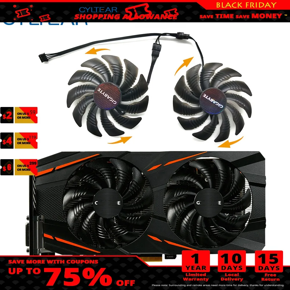 Вентилятор T129215SU GV-RX570/RX580 для игровых GV-RX470 WF2/RX480 WF2 88 мм охлаждающих карт Gigabyte |