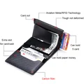 DIENQI карбоновый держатель для карт, кошельки для мужчин, бренд Rfid, черный, волшебный, трехслойный кожаный тонкий мини кошелек, маленькая сумка для денег, мужские кошельки