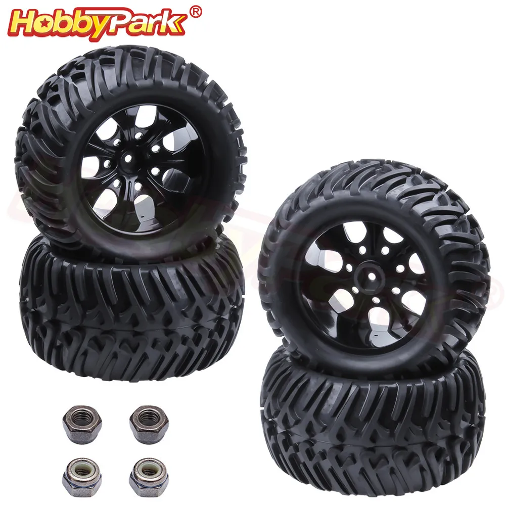 4pcs 1/10 RC Truck Tires & Wheels Rim Foam Inserts 12mm Hex For Traxxas Himoto HSP HPI Redcat Monster 94111 94108 94188 | Игрушки и