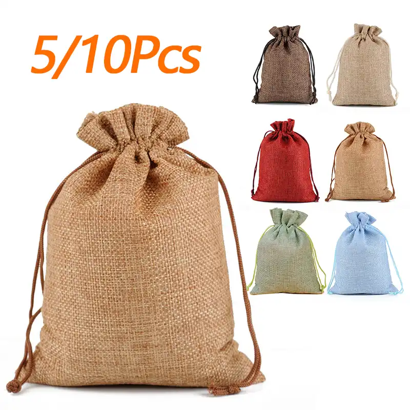 bag natural linen pouch drawstring burlap jute sack jewelry bags