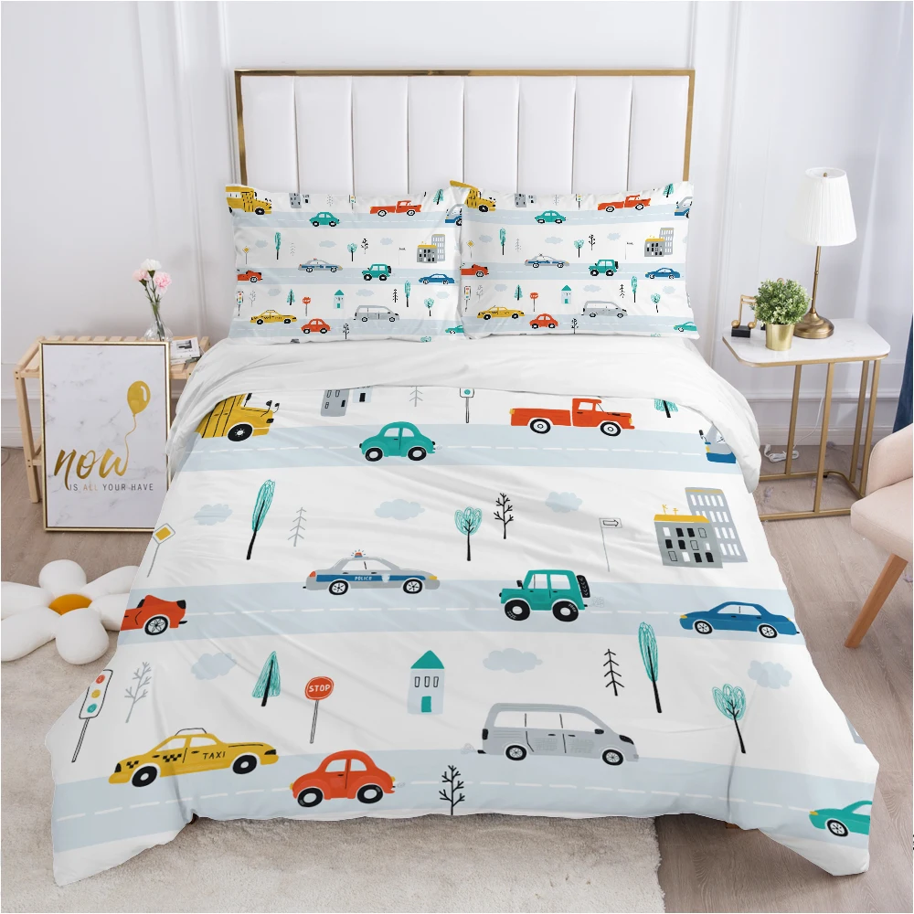 

Children Bedding set for Kids Baby Child Girls boy140x200 Single Quilt/Comfortable/Duvet Cover Set Bed Linens Cute Cartoon car