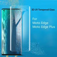 JGKK – couverture à colle complète UV liquide pour Motorola Edge + protecteur d'écran, verre trempé incurvé 3D Ultra clair pour Moto Edge Plus=