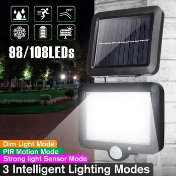 98 /108 Lamp Beads COB 3 Modes LED Solar Lamp Outdoor Waterproof PIR Motion Sensor Solar Powered Garden Light Security Wall Lamp
98 /108 Lamp Beads COB 3 Modes LED Solar Lamp Outdoor Waterproof PIR Motion Sensor Solar Powered Garden Light Security Wall Lamp