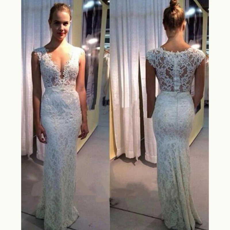 On Sale Charming Ivory Lace Mermaid Wedding Dresses for Bride Plunge V Neck Cap Sleeves Bridal Wedding Gowns Illusion Back Cheap
On Sale Charming Ivory Lace Mermaid Wedding Dresses for Bride Plunge V Neck Cap Sleeves Bridal Wedding Gowns Illusion Back Cheap