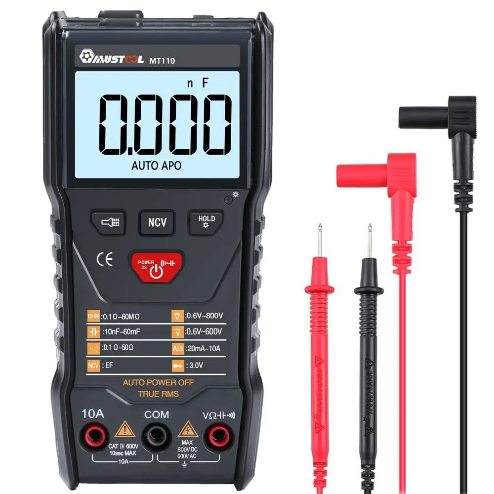 MUSTOOL MT110 Auto Measure Multimeter True RMS Digital 6000 Counts Multimeter+DC800V+Data Hold +Backlight+NCV/Super Bright
MUSTOOL MT110 Auto Measure Multimeter True RMS Digital 6000 Counts Multimeter+DC800V+Data Hold +Backlight+NCV/Super Bright