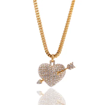 New European and American Hip Hop Fun Eros Cupid Hits Your Heart Ice Cubic Zircon Pendant Necklace Unisex Fashion Charm Jewelry 
New European and American Hip Hop Fun Eros Cupid Hits Your Heart Ice Cubic Zircon Pendant Necklace Unisex Fashion Charm Jewelry