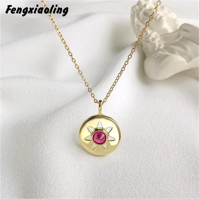 Fengxiaoling 2019 New 925 Sterling Silver Red Cubic Zirconia Round Pendant Necklaces For Women Geometric Golden Necklace
Fengxiaoling 2019 New 925 Sterling Silver Red Cubic Zirconia Round Pendant Necklaces For Women Geometric Golden Necklace