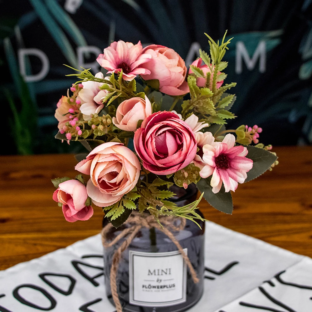 Nordic Artificial Flower Tea Rose Silk Flower Autumn Daisy DIY Wedding Bride Bouquet Home Table Jewelry Room Decoration Flowers 
Nordic Artificial Flower Tea Rose Silk Flower Autumn Daisy DIY Wedding Bride Bouquet Home Table Jewelry Room Decoration Flowers