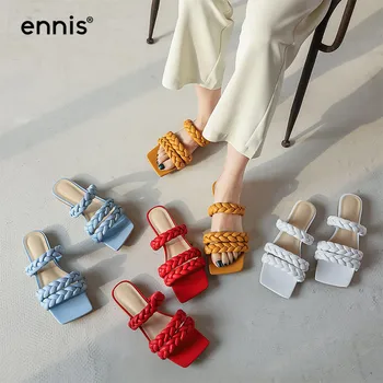 ENNIS Brand Weave Flat Slippers For Women Square Toe Shoes Sandals Summer Fashion Slides Shoes White Red Yellow Blue NEW M0017
ENNIS Brand Weave Flat Slippers For Women Square Toe Shoes Sandals Summer Fashion Slides Shoes White Red Yellow Blue NEW M0017