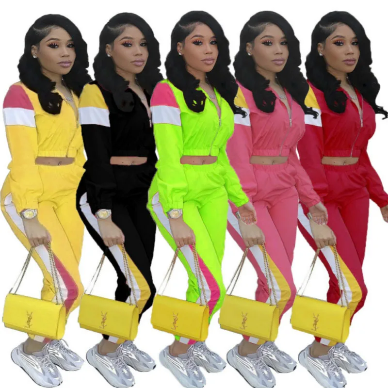 Autumn Long Sleeved Stitching Two Piece Set Fashion Zipper Sexy Short Top and Pants 2piece Set Fluorescent Green
Autumn Long Sleeved Stitching Two Piece Set Fashion Zipper Sexy Short Top and Pants 2piece Set Fluorescent Green