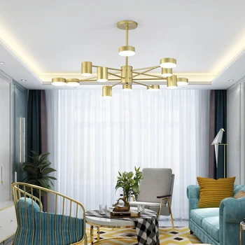 

Modern Black Gold Changeable LED Multi-head Chandelier Art Decor Lighting for Bedroom Dining Living Room Hall Loft Nordic Indoor