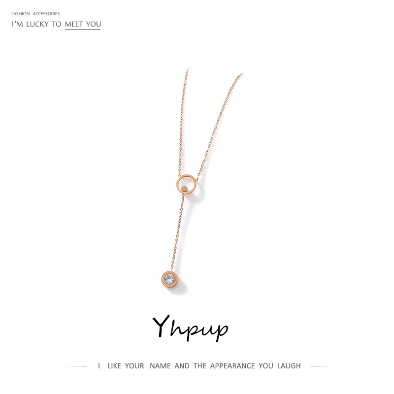 Yhpup Trendy Luxury Zirconia Round Pendant Necklace Rose Gold Stainless Steel Necklace High Quality for Female Party Lovers Gift
Yhpup Trendy Luxury Zirconia Round Pendant Necklace Rose Gold Stainless Steel Necklace High Quality for Female Party Lovers Gift