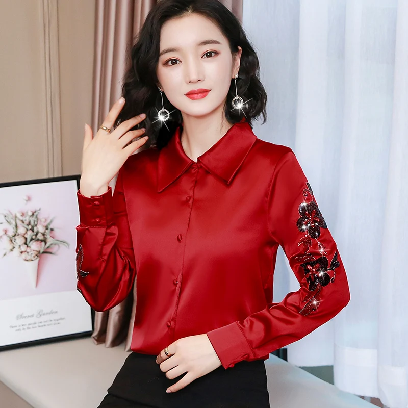 Korean Silk Women Shirts Women Long Sleeve Satin Blouses OL Tops Plus Size Blusas Femininas Elegante Blusas Mujer De Moda 2020
Korean Silk Women Shirts Women Long Sleeve Satin Blouses OL Tops Plus Size Blusas Femininas Elegante Blusas Mujer De Moda 2020