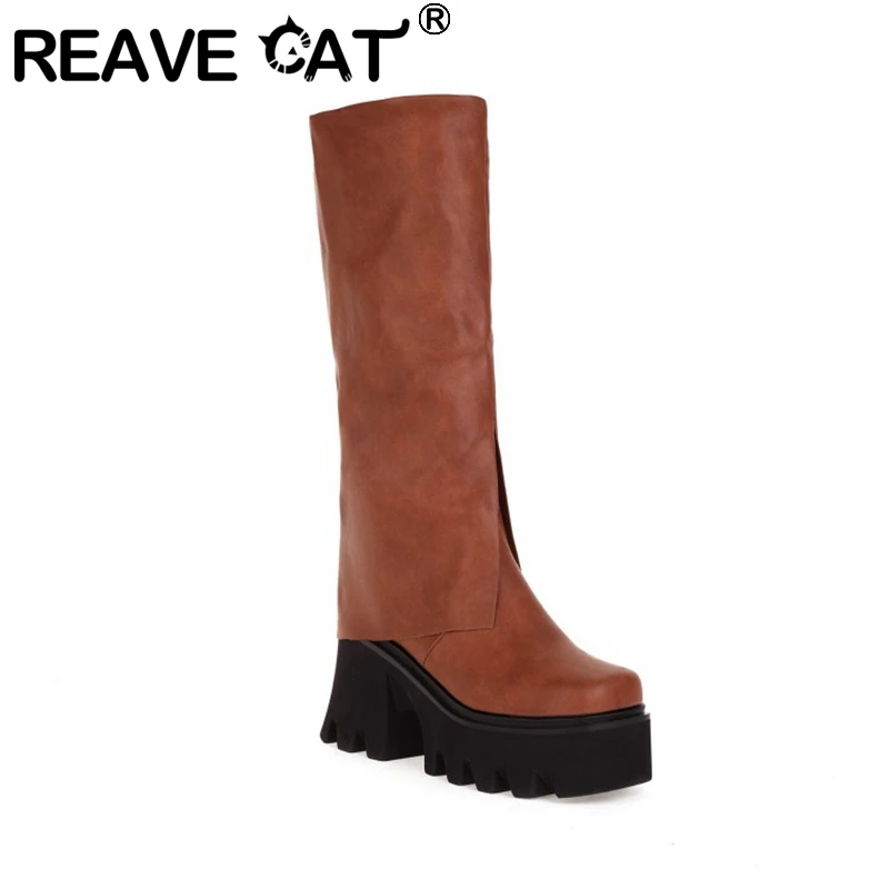 Женские сапоги до колена REAVE CAT, черные сапоги в римском винтажном стиле на платформе и очень высоком каблуке 9 см, модель F1311, 2021
Женские сапоги до колена REAVE CAT, черные сапоги в римском винтажном стиле на платформе и очень высоком каблуке 9 см, модель F1311, 2021