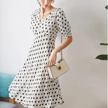 New floral V neck short sleeve dress women 2020 summer fit slim medium length A line
New floral V neck short sleeve dress women 2020 summer fit slim medium length A line
