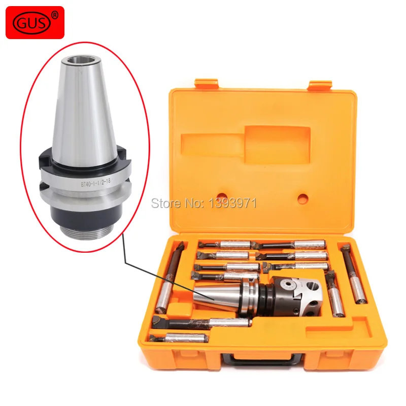 GUS BT40 taper, F1-18 75mm boring head with BT40 shank and 12pcs 18mm boring bars, boring head set
GUS BT40 taper, F1-18 75mm boring head with BT40 shank and 12pcs 18mm boring bars, boring head set