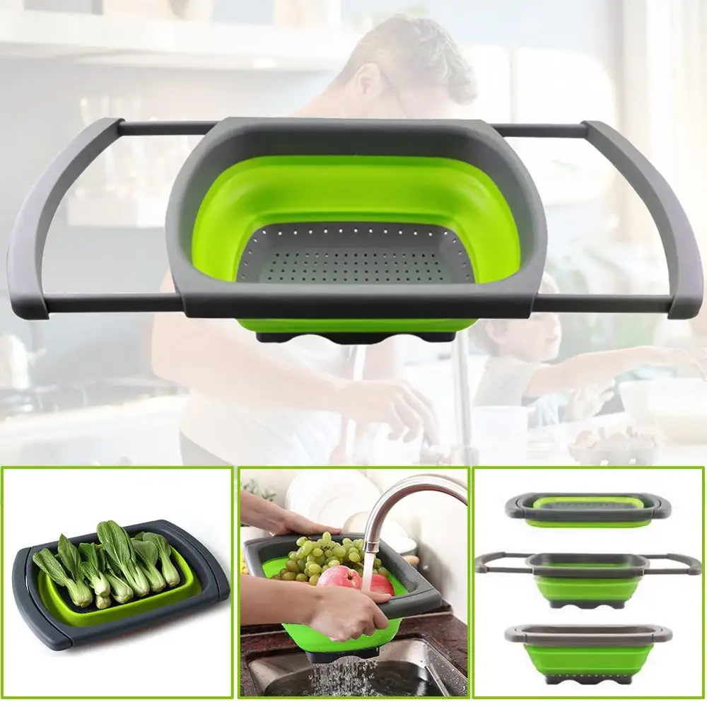 Silicone Collapsible Over The Sink Retractable Colander With Handle Kitchen Folding Strainer Bowls Drain water filter basket
Silicone Collapsible Over The Sink Retractable Colander With Handle Kitchen Folding Strainer Bowls Drain water filter basket