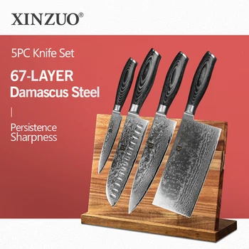 XINZUO Kitchen Knife Set VG10 Damascus Steel Kitchen Knife Set Magnetic Knife Holder with Powerful Magnet Universal Knife Block 
XINZUO Kitchen Knife Set VG10 Damascus Steel Kitchen Knife Set Magnetic Knife Holder with Powerful Magnet Universal Knife Block