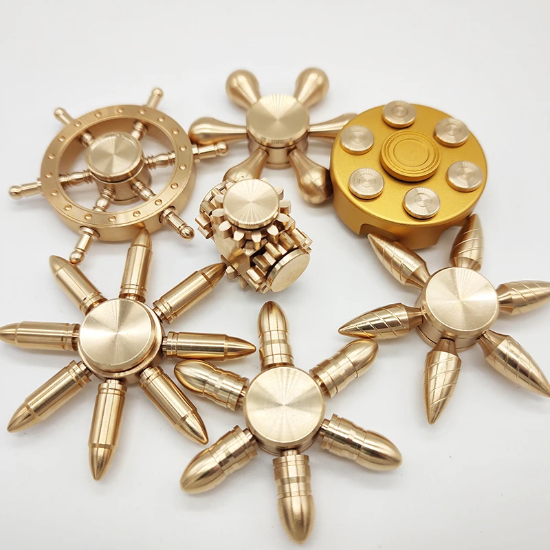 

Brass Hand Gyro Novel Fidget Spinner Copper Antistress Relieve Fingertip Bearing for Kids Children Gifts Hand Toys Boys