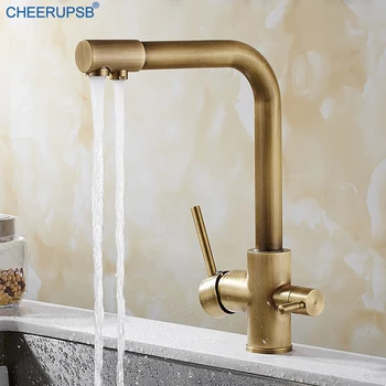 Copper Kitchen Tap Vintage Gold Faucet Hot Cold Mixer Taps Rotatable Dual Spout Filtered Stream Water Faucet Torneira De Cozinha
Copper Kitchen Tap Vintage Gold Faucet Hot Cold Mixer Taps Rotatable Dual Spout Filtered Stream Water Faucet Torneira De Cozinha