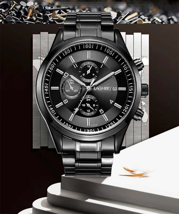 

Men's Watch Lagmeey Top Brand Luxury Business Quartz Wrist Watch Men Hodinky Male Clock Time Hour Black Watch Relogio Masculino