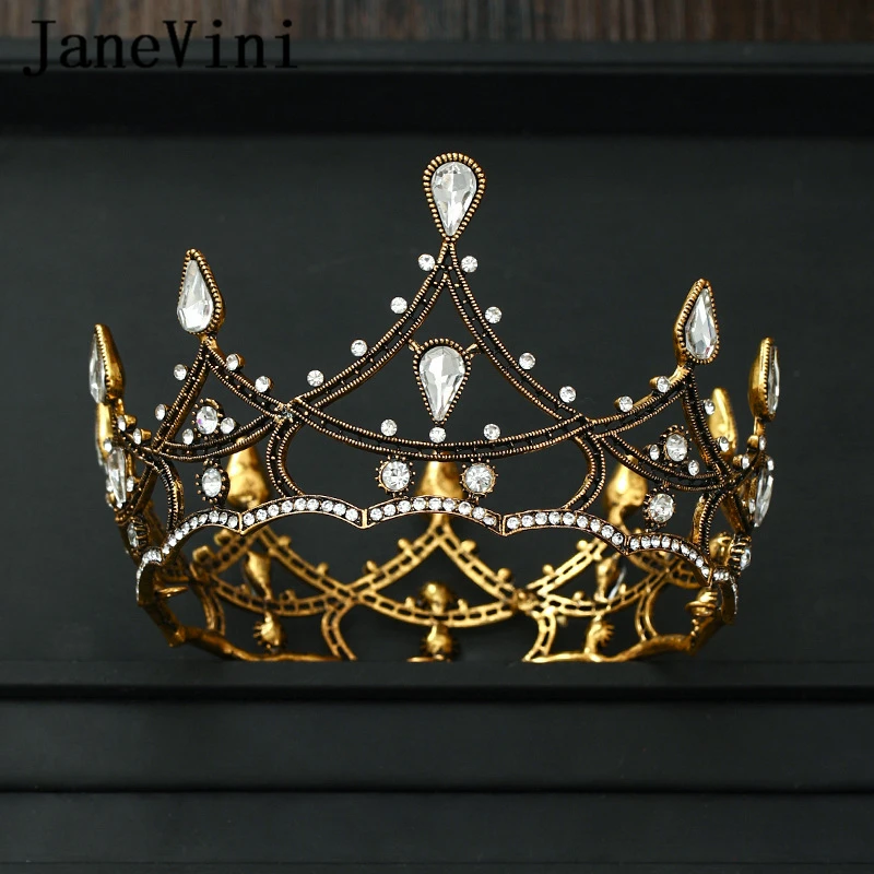 JaneVini Vintage Baroque Gold Bridal Tiaras Crowns Wedding Hair Diadem Rhinestones Queen Hair Jewelry for Wedding Headdress 2020
JaneVini Vintage Baroque Gold Bridal Tiaras Crowns Wedding Hair Diadem Rhinestones Queen Hair Jewelry for Wedding Headdress 2020