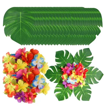 90Pcs Tropical Palm Leaves and Hibiscus Flowers, Artificial Leaves Plants Hibiscus Flowers Fete Deco, Hawaiian Party Jungle Beac
90Pcs Tropical Palm Leaves and Hibiscus Flowers, Artificial Leaves Plants Hibiscus Flowers Fete Deco, Hawaiian Party Jungle Beac