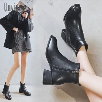 Qnvigo Ankle Boots For WomenPlus Size Leather Elegant Genuine Leather Fur Warm Snow Boots Black Boots Female With Zips 2020
Qnvigo Ankle Boots For WomenPlus Size Leather Elegant Genuine Leather Fur Warm Snow Boots Black Boots Female With Zips 2020