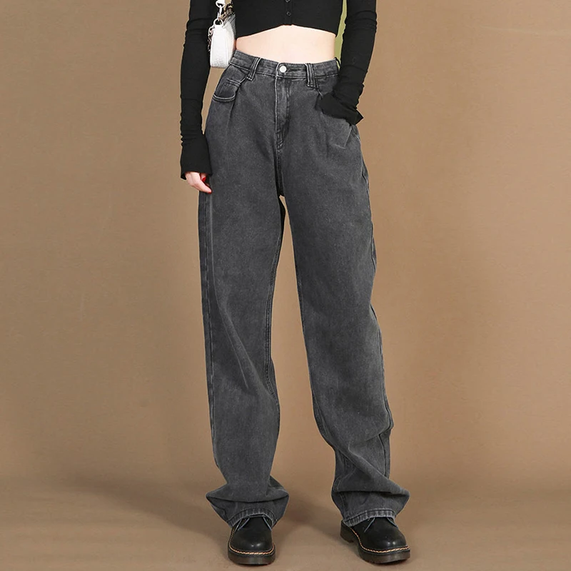 Women Jeans High Waist Mom Straight Jean Baggy Loose Long Wide Leg Trousers Black Fashion Streetwear Washed Denim Pants Femme
Women Jeans High Waist Mom Straight Jean Baggy Loose Long Wide Leg Trousers Black Fashion Streetwear Washed Denim Pants Femme