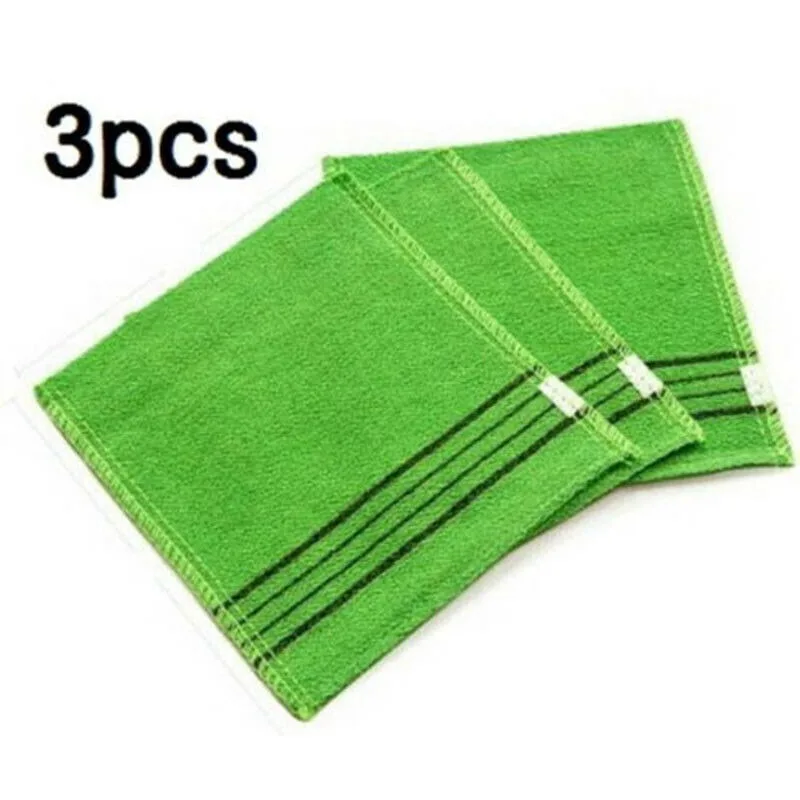 

3Pcs Shower Bath Scrub Glove Korean Exfoliating Body Scrub Towel Washcloth Portable For Adults Coarse Grain Brush